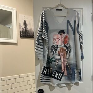 Vogue Women's Blouse with Pink and Gray Design Made in Italy